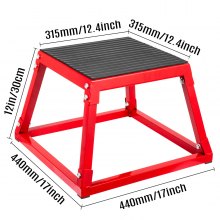 VEVOR Caja de plataforma pliométrica para ejercicios de fitness, caja de salto, caja de salto pliométrica para entrenamiento de ejercicio (12/18/24/rojo) (12 pulgadas de altura)