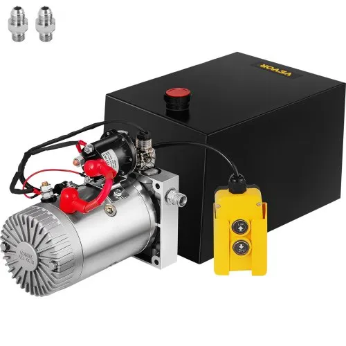 VEVOR Hydraulic Pump 12 Quart Hydraulic Power Unit Single Acting Hydraulic Power Unit with Steel Reservoir for Dump Trailer Truck Car Lift Unit 12V DC (Steel, 12 Quart Single Acting)