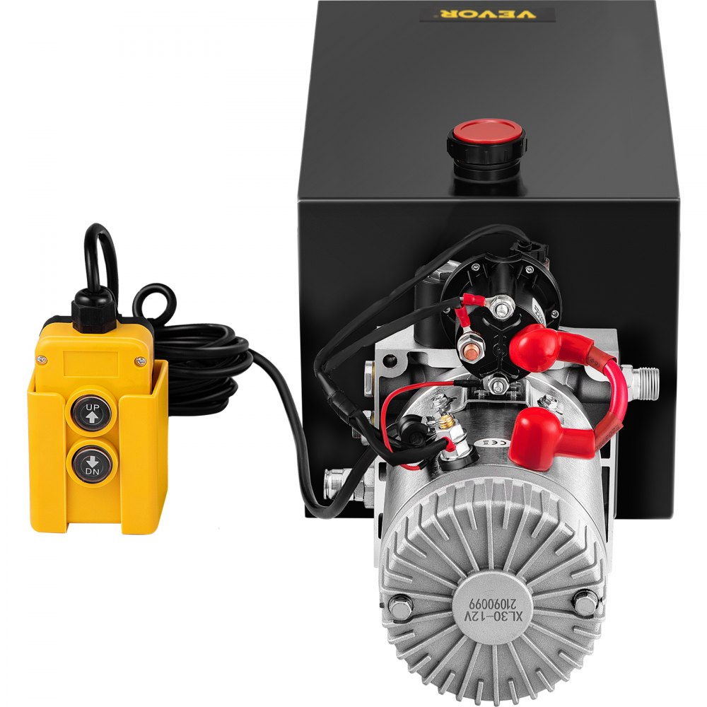VEVOR Hydraulic Pump 12 Quart Hydraulic Power Unit Single Acting Hydraulic Power Unit with Steel Reservoir for Dump Trailer Truck Car Lift Unit 12V DC (Steel, 12 Quart Single Acting)