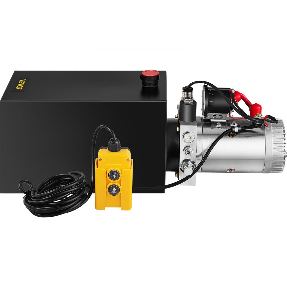 VEVOR Hydraulic Pump 12 Quart Hydraulic Power Unit Single Acting Hydraulic Power Unit with Steel Reservoir for Dump Trailer Truck Car Lift Unit 12V DC (Steel, 12 Quart Single Acting)