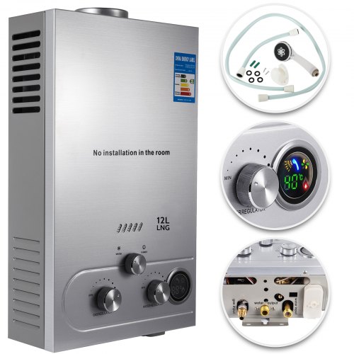 12l Natural Gas Tankless Hot Water Heater Instant Boiler With Shower Kit