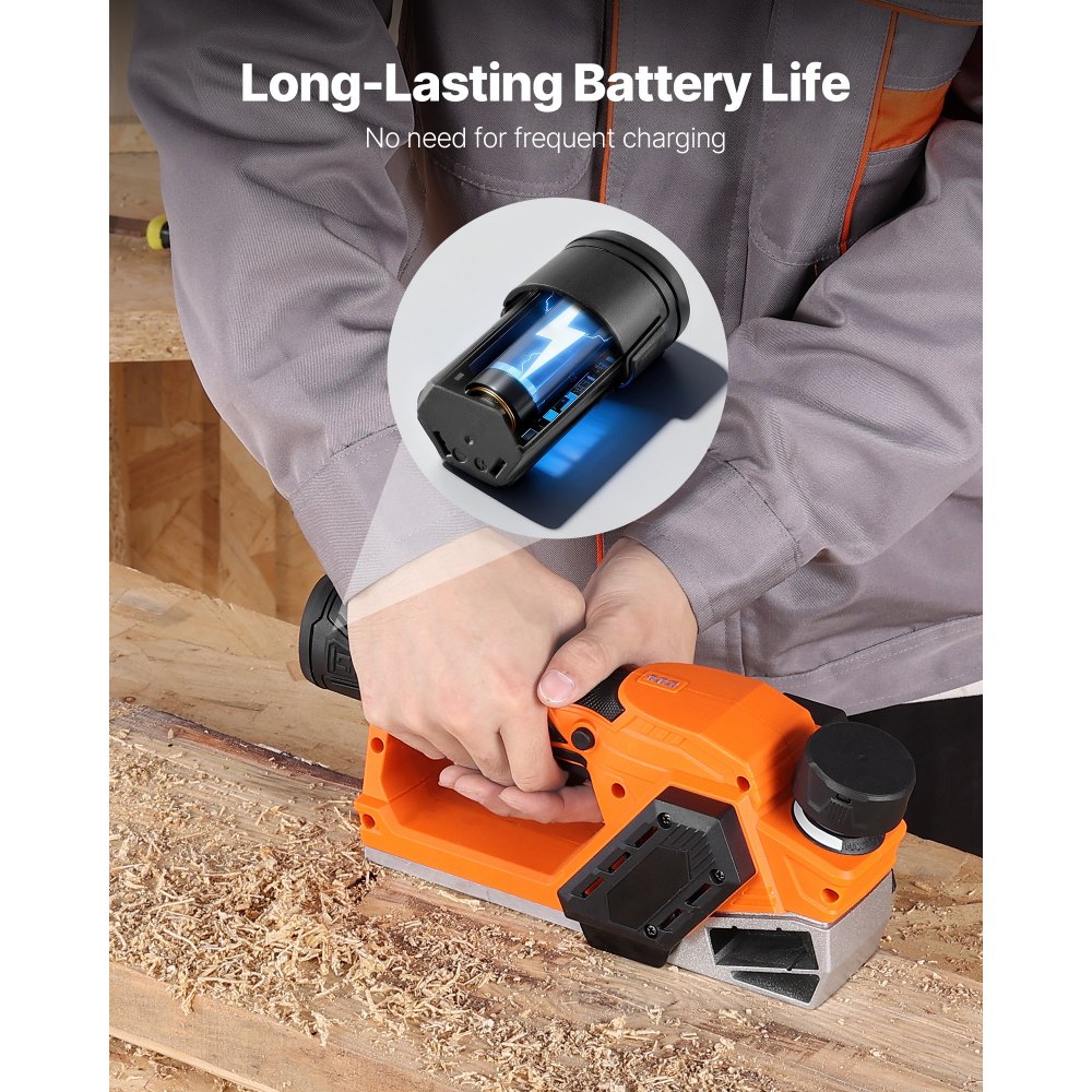 VEVOR Lithium-Ion Battery, 12V 2Ah, Portable Lithium Battery Pack Replacement, with Universal Adapter, Easy to Carry, Compatible with Makita Interfaces, VEVOR Cordless Electric Hand Planer, 1-Pack