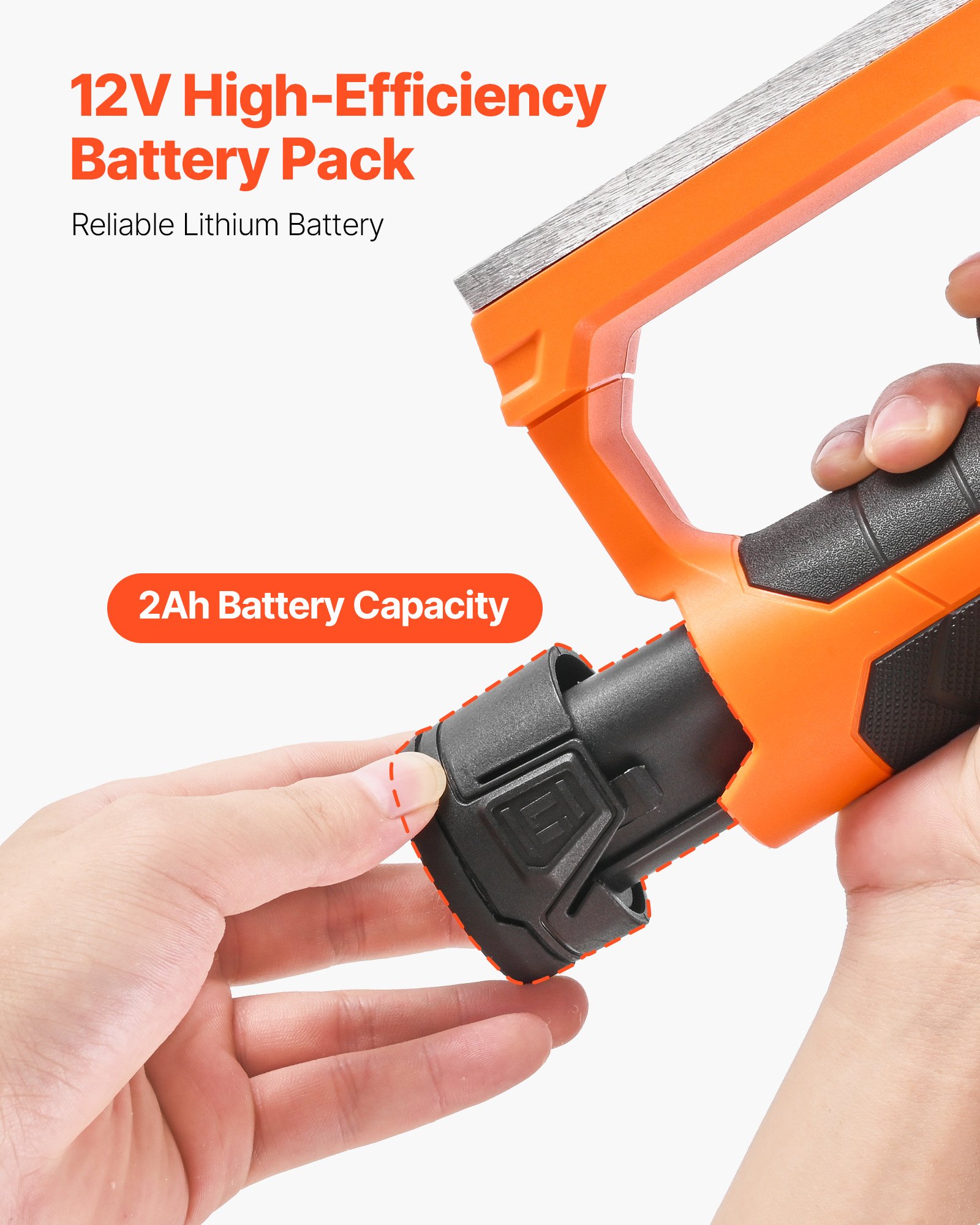 VEVOR Lithium-Ion Battery, 12V 2Ah, Portable Lithium Battery Pack Replacement, with Universal Adapter, Easy to Carry, Compatible with Makita Interfaces, VEVOR Cordless Electric Hand Planer, 1-Pack