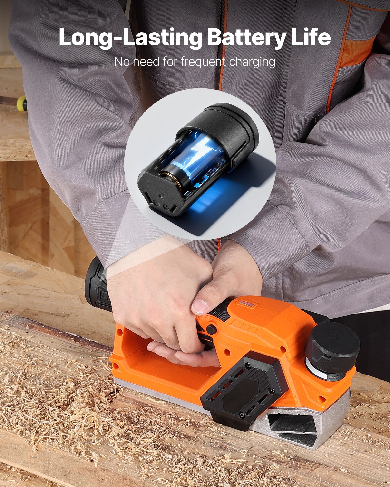VEVOR Lithium-Ion Battery, 12V 2Ah, Portable Lithium Battery Pack Replacement, with Universal Adapter, Easy to Carry, Compatible with Makita Interfaces, VEVOR Cordless Electric Hand Planer, 1-Pack