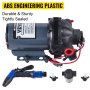 VEVOR rv water pump made of abs plastic, durable and sturdy with various attachments.