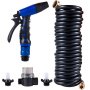 VEVOR rv water pump with hose, nozzle, and essential connectors laid out.