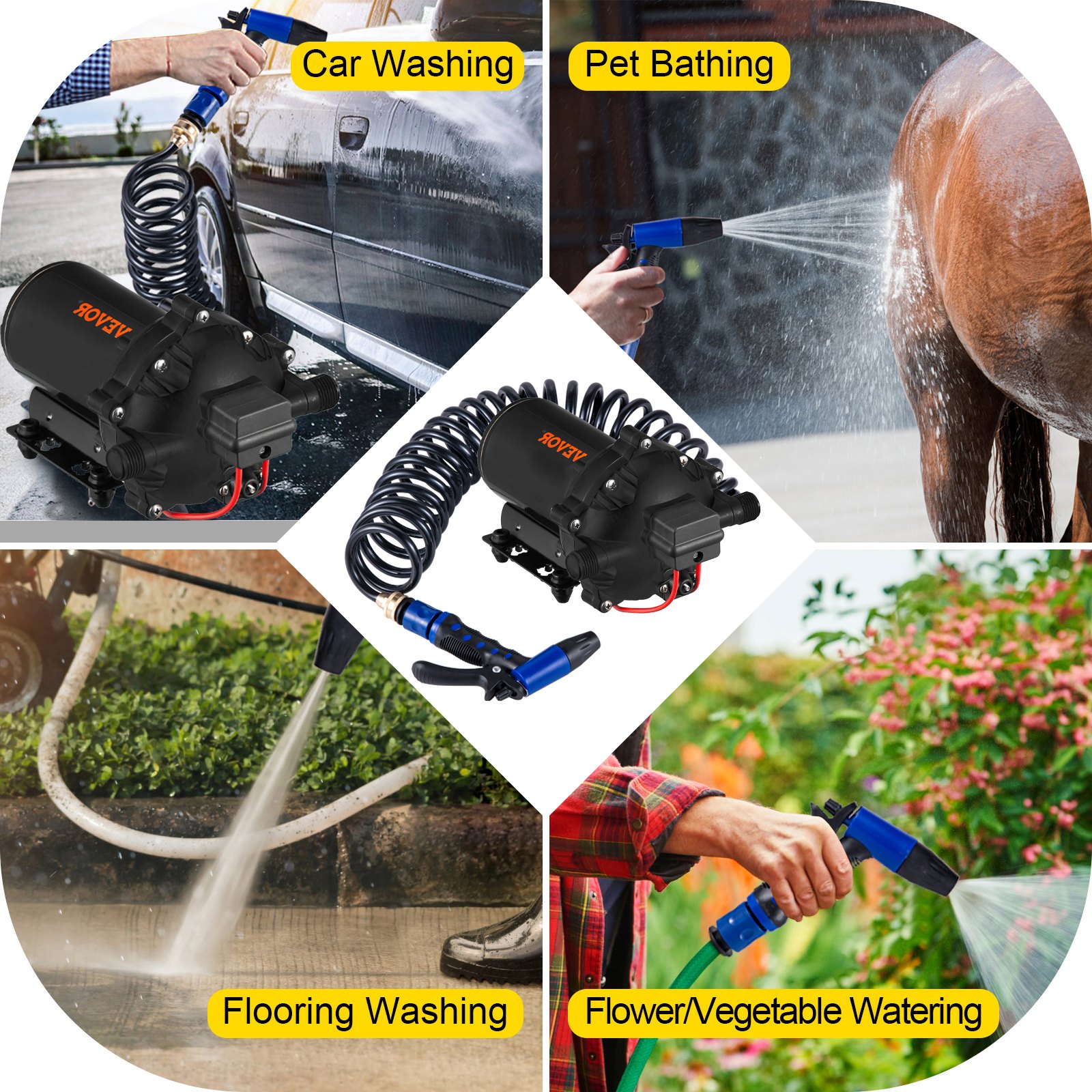 VEVOR Washdown Pump, 5.5 GPM 70 PSI, Max. Self Priming Water Pump, with EPDM Valve, Universal Salt Water Strainer & Female/Male Thread, for RV, Marine Deck, Yacht