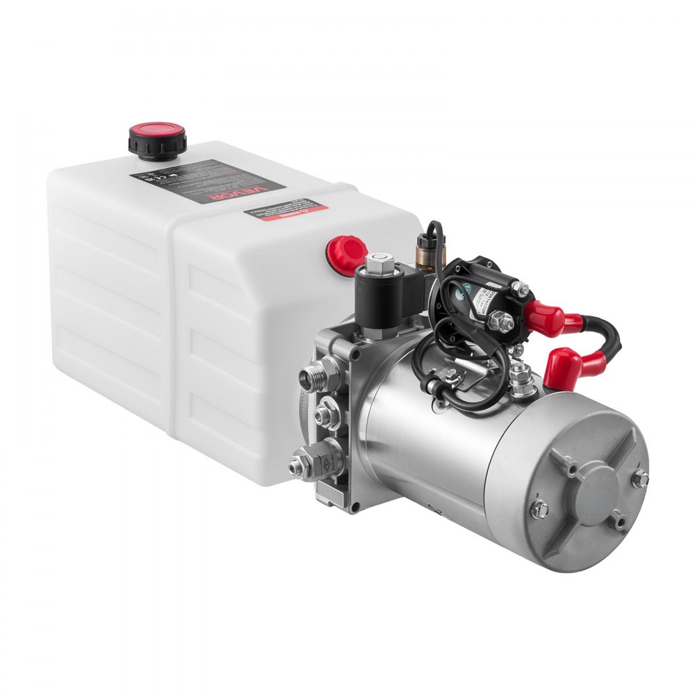 VEVOR 7 L Hydraulic Power Unit, Single Acting Dump Trailer Pump, 22 MPa Max Relief Pressure & 3.4 L/min Flow Rate, DC 12V Hydraulic Pump with Metal Reservoir for Dump Trailer Car Lifting