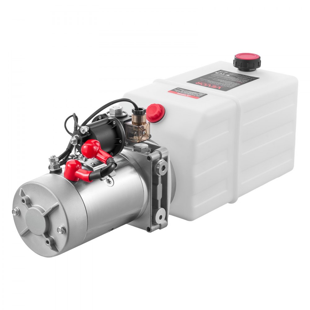 VEVOR 7 L Hydraulic Power Unit, Single Acting Dump Trailer Pump, 22 MPa Max Relief Pressure & 3.4 L/min Flow Rate, DC 12V Hydraulic Pump with Metal Reservoir for Dump Trailer Car Lifting