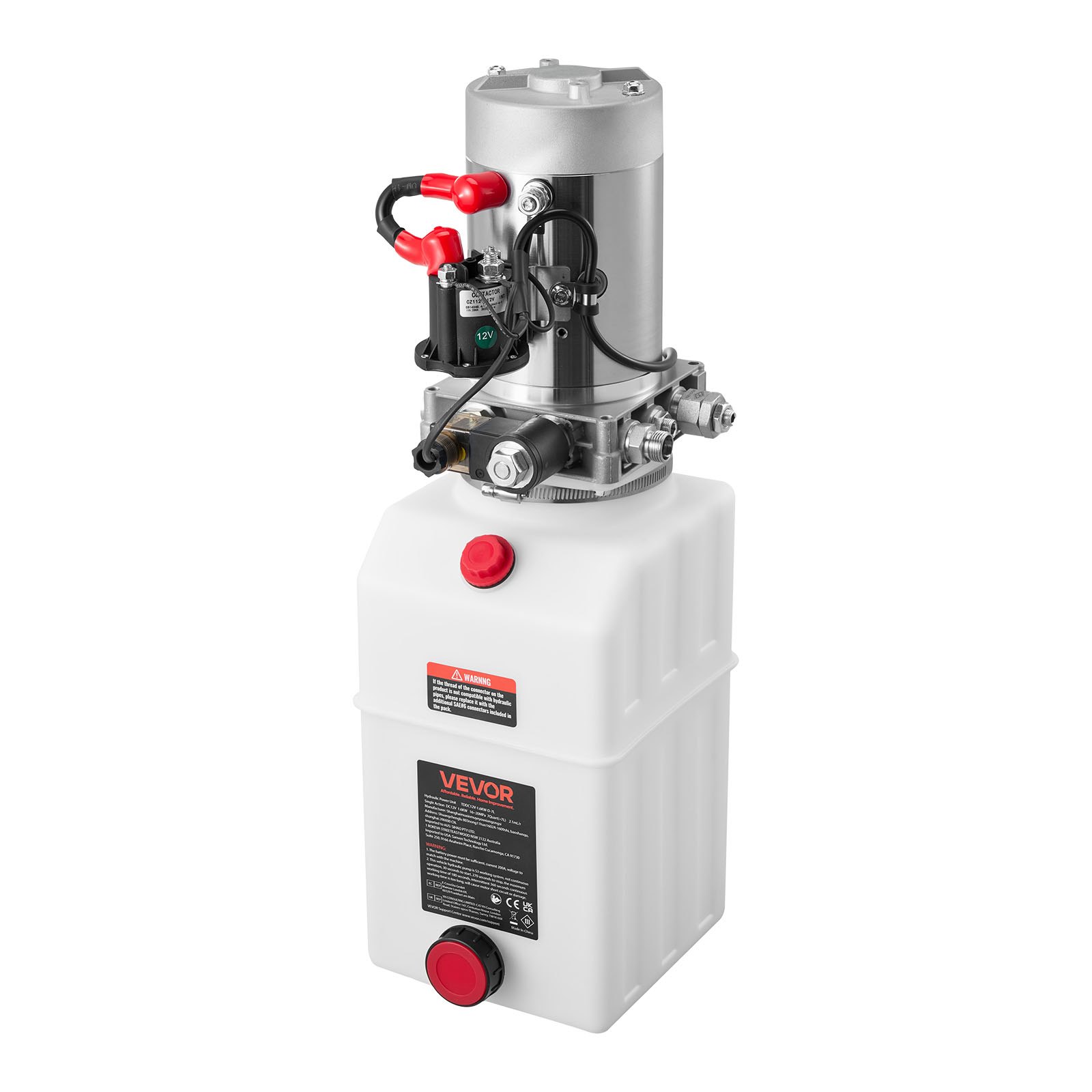 VEVOR 7 L Hydraulic Power Unit, Single Acting Dump Trailer Pump, 22 MPa Max Relief Pressure & 3.4 L/min Flow Rate, DC 12V Hydraulic Pump with Metal Reservoir for Dump Trailer Car Lifting