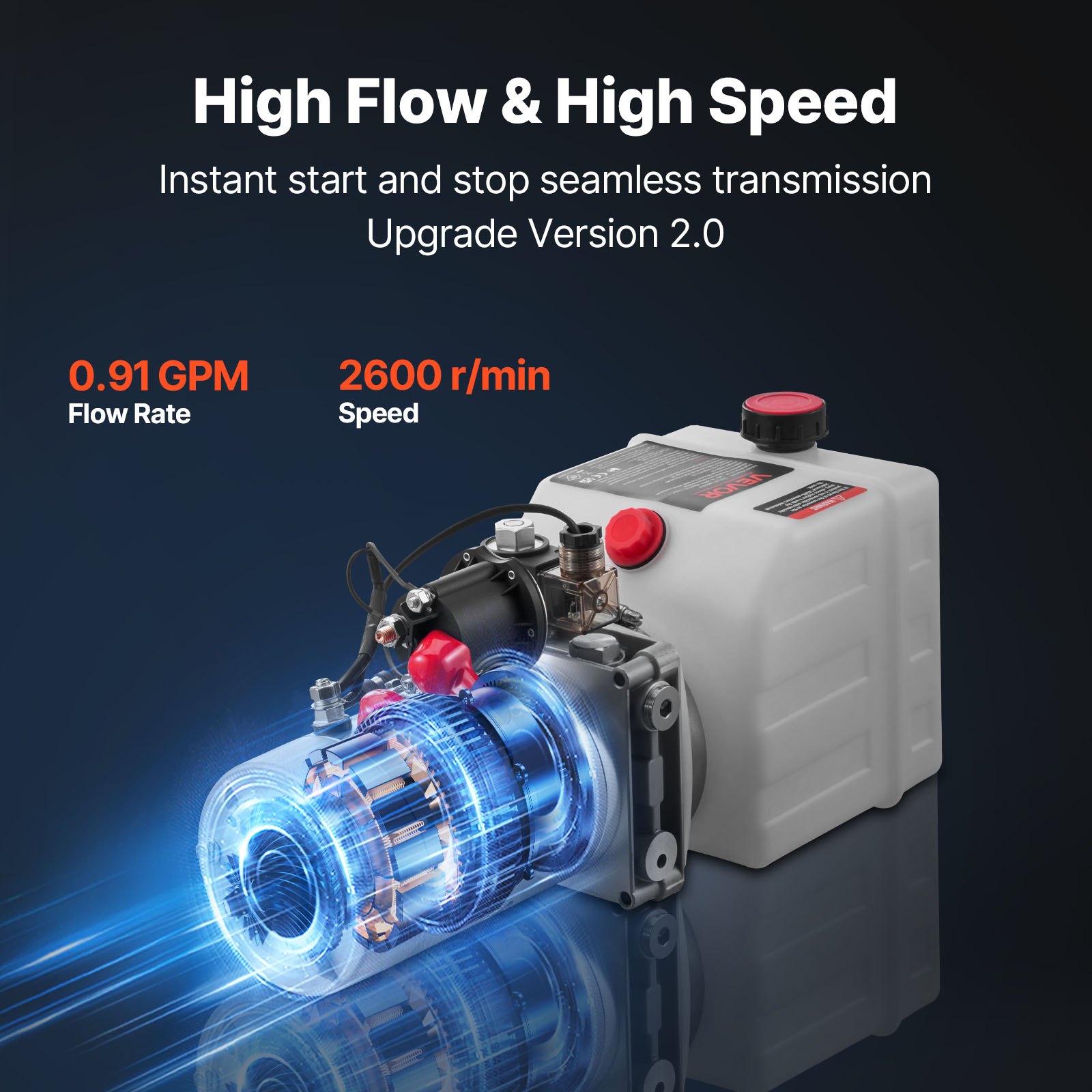 VEVOR 4 L Hydraulic Power Unit, Single Acting Dump Trailer Pump, 22 MPa Max Relief Pressure & 3.4 L/min Flow Rate, DC 12V Hydraulic Pump with Metal Reservoir for Dump Trailer Car Lifting