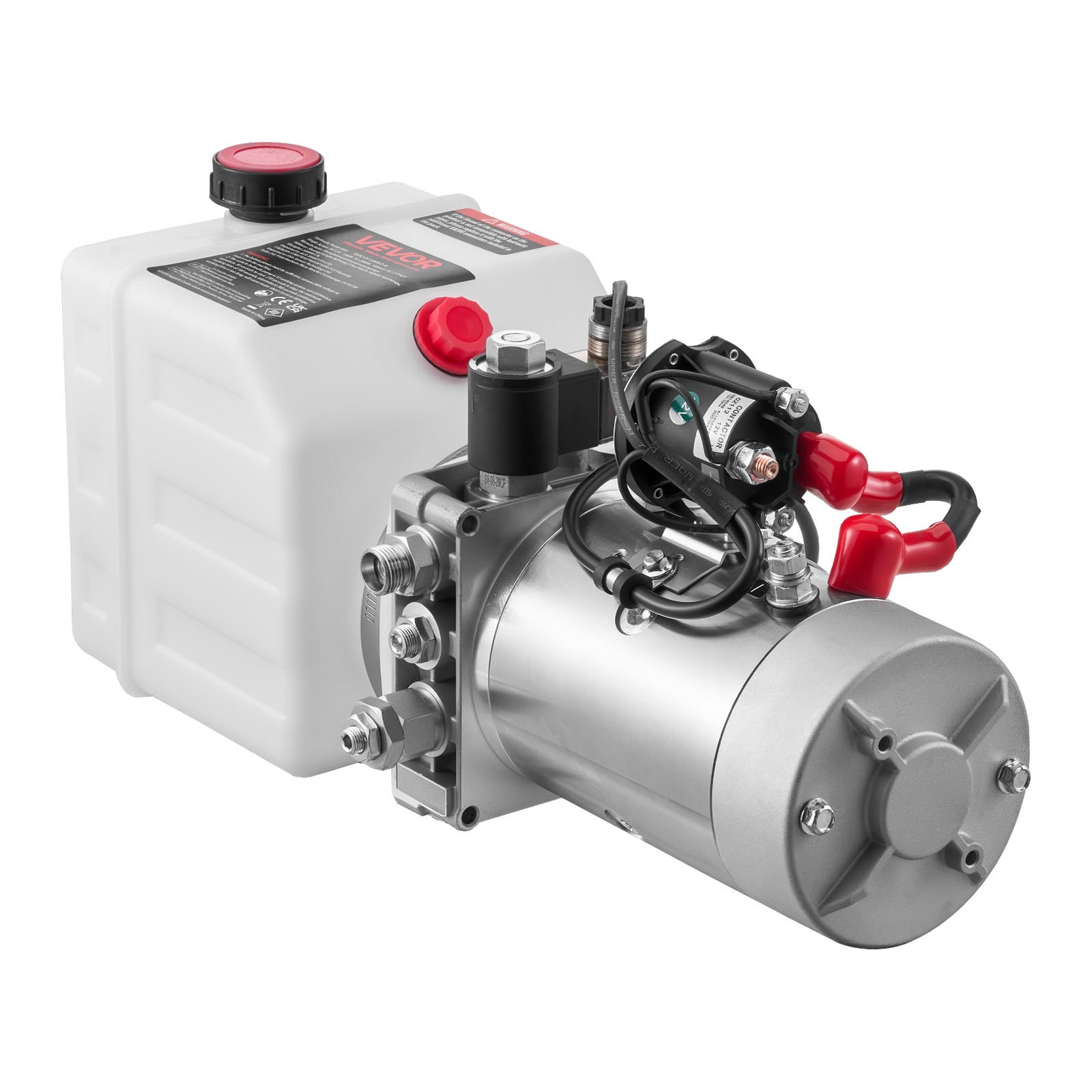 VEVOR 4 L Hydraulic Power Unit, Single Acting Dump Trailer Pump, 22 MPa Max Relief Pressure & 3.4 L/min Flow Rate, DC 12V Hydraulic Pump with Metal Reservoir for Dump Trailer Car Lifting
