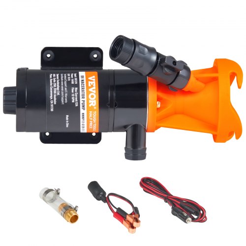VEVOR RV Portable Macerator Pump, 12V, 12GMP Quick Release RV Waste Pump, RV Sewage Sewer Pump with Detachable Quick Connection Valve Metal Hose Clamp Power Cord, for RV Boat Marine Motorhome Camper