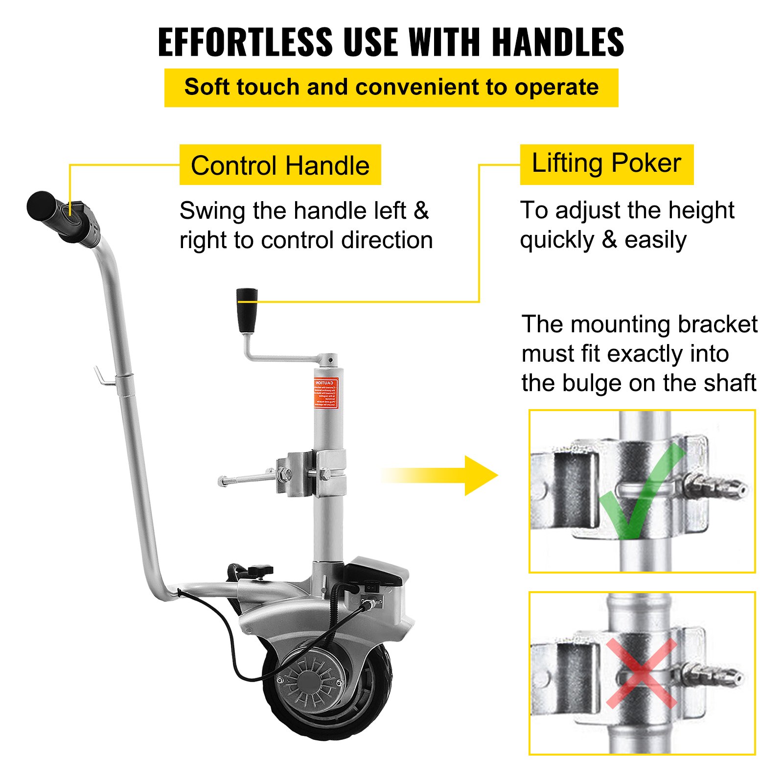 VEVOR Motorised Trailer Jockey Wheel 12v Mover Electric Horse Float Automatic Brake