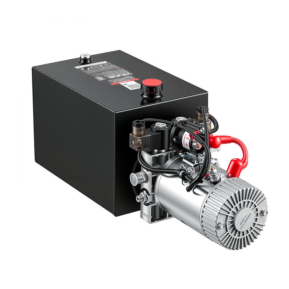 VEVOR 12L Hydraulic Pump, Double Acting Dump Trailer Pump, 22Mpa Max Relief Pressure, 3.4L/Min Flow Rate, DC12V 1.6KW Hydraulic Power Unit for Dump Trailer Car Lifting (Horizontal Installation)
