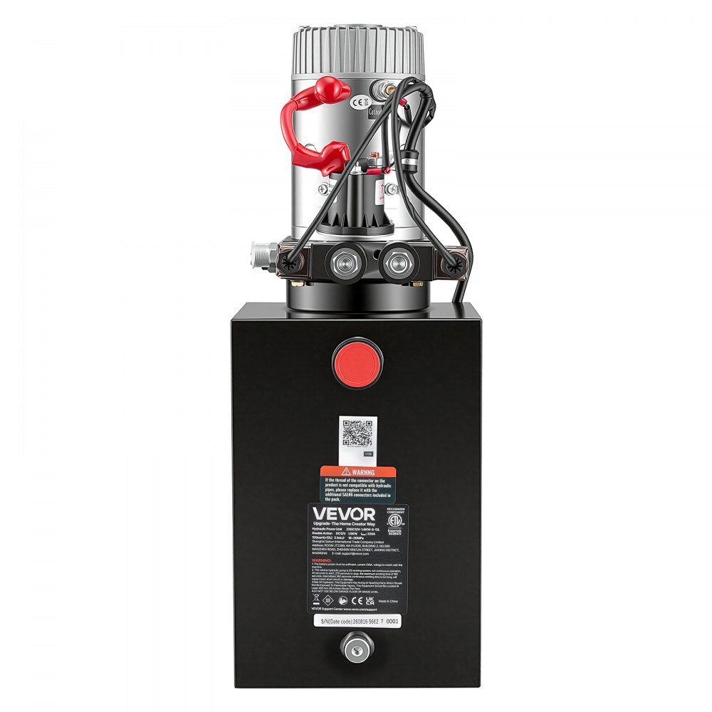 VEVOR 12L Hydraulic Pump, Double Acting Dump Trailer Pump, 22Mpa Max Relief Pressure, 3.4L/Min Flow Rate, DC12V 1.6KW Hydraulic Power Unit for Dump Trailer Car Lifting (Horizontal Installation)