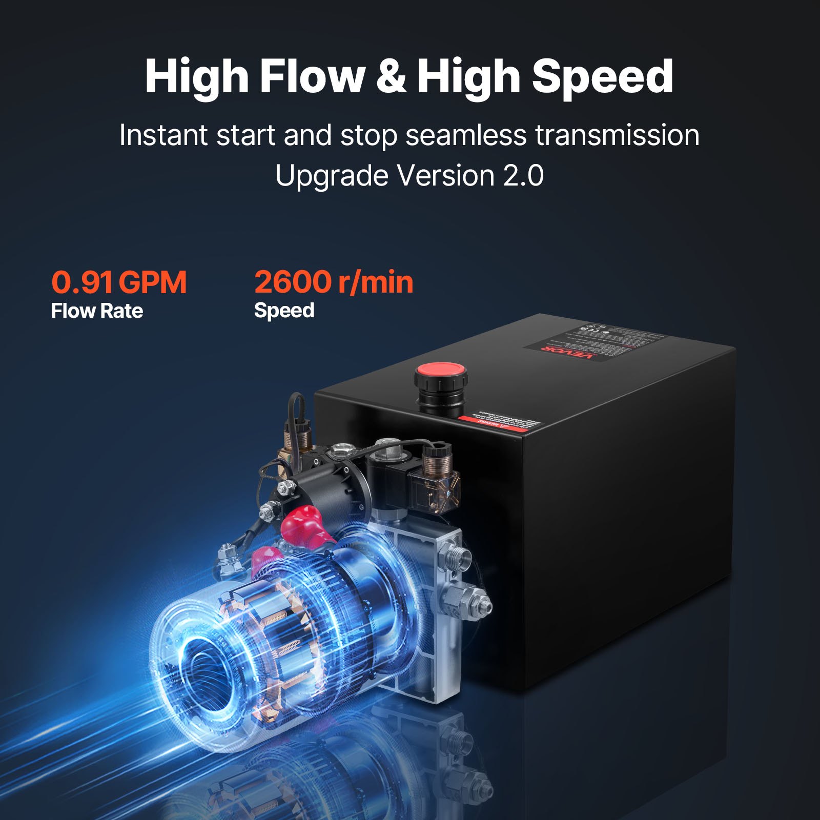 VEVOR 12 L Hydraulic Power Unit, Double Acting Dump Trailer Pump, 22 MPa Max Relief Pressure & 3.4 L/min Flow Rate, DC 12V Hydraulic Pump with Metal Reservoir for Dump Trailer Car Lifting