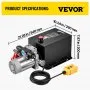 VEVOR 12 Quart Hydraulic Pump, DC12V 1.6KW Double Acting Dump Trailer Pump, 3200 PSI Max Relief Pressure, 0.91 GPM Flow Rate, with Pressure Gauge for Dump Trailer Car Lifting (Horizontal Installation)