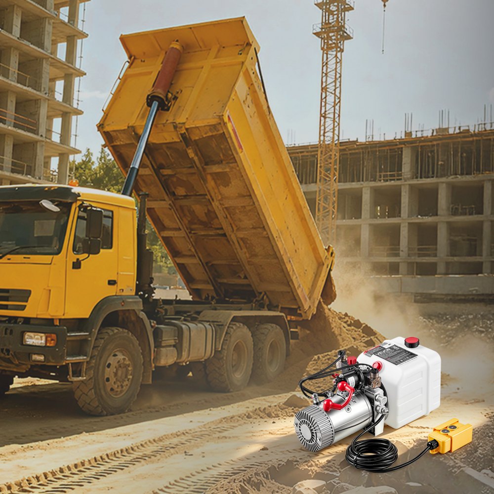 VEVOR 3L Hydraulic Pump, Double Acting Dump Trailer Pump, 22Mpa Max Relief Pressure & 3.4L/min Flow Rate, DC 12V 1.6KW Hydraulic Power Unit for Dump Trailer Car Lifting (Horizontal Installation)