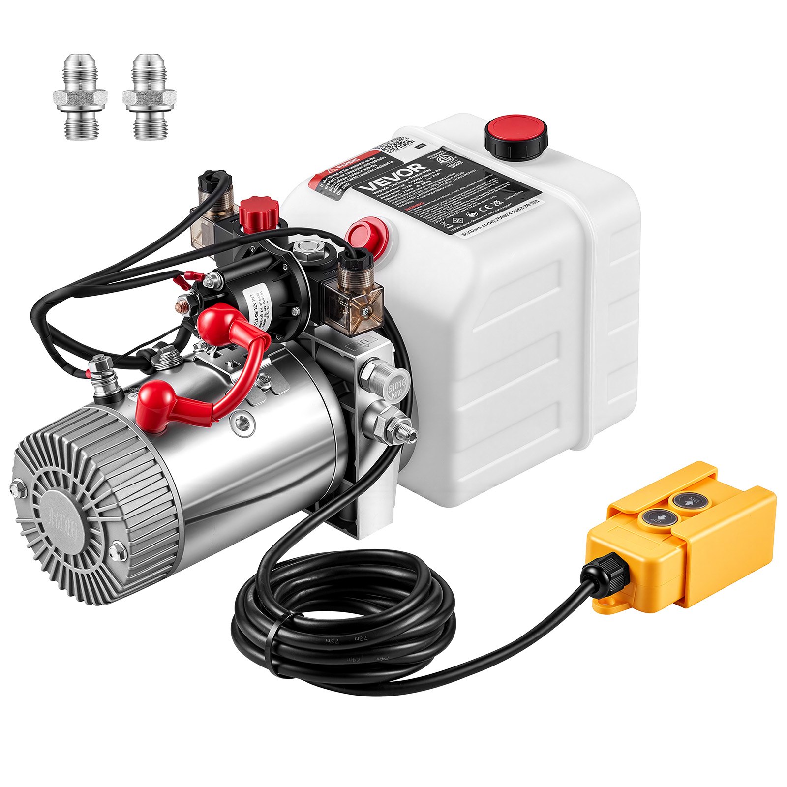 VEVOR 3L Hydraulic Pump, Double Acting Dump Trailer Pump, 22Mpa Max Relief Pressure & 3.4L/min Flow Rate, DC 12V 1.6KW Hydraulic Power Unit for Dump Trailer Car Lifting (Horizontal Installation)