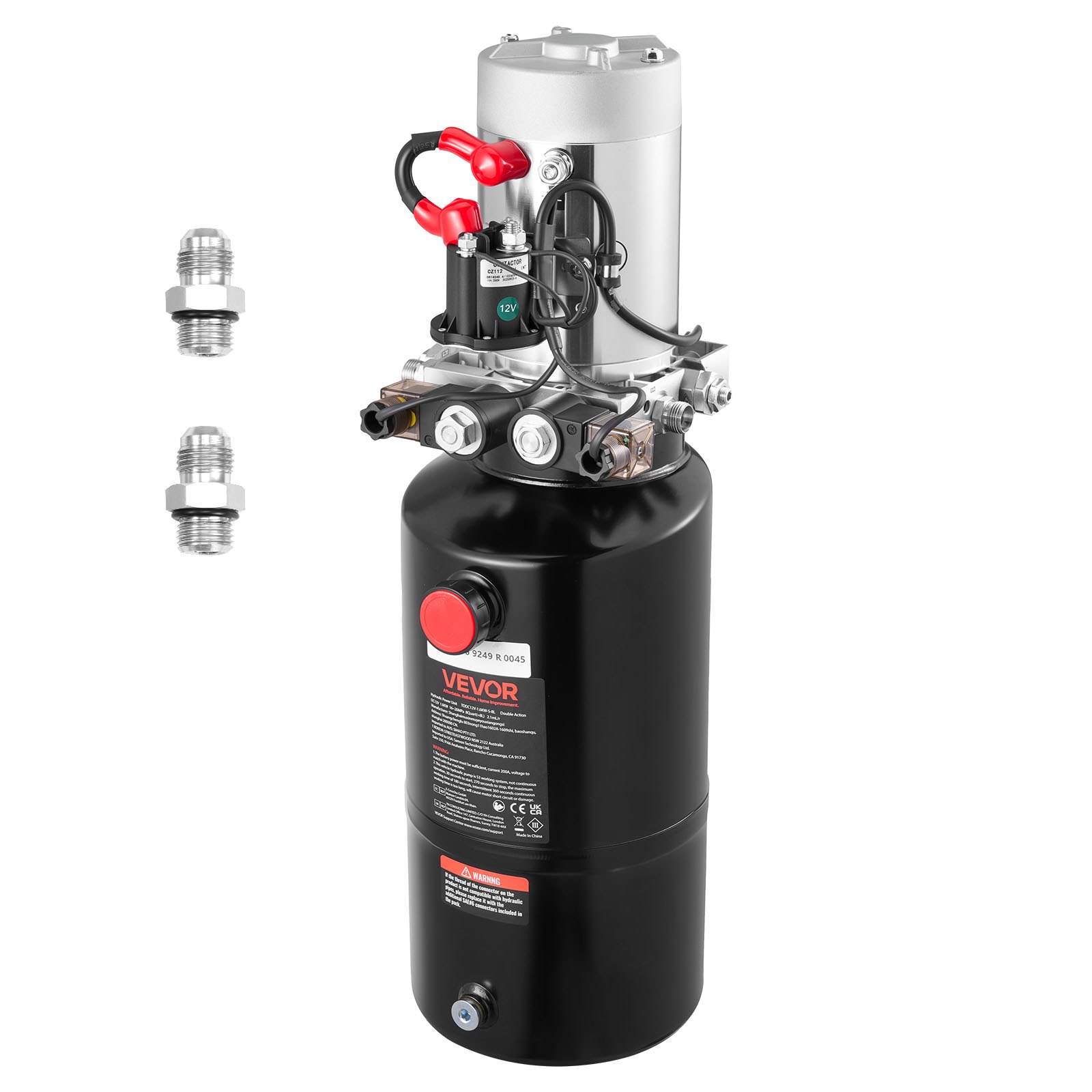 VEVOR 8 L Hydraulic Power Unit, Double Acting Dump Trailer Pump, 22 MPa Max Relief Pressure & 3.4 L/min Flow Rate, DC 12V Hydraulic Pump with Metal Reservoir for Dump Trailer Car Lifting