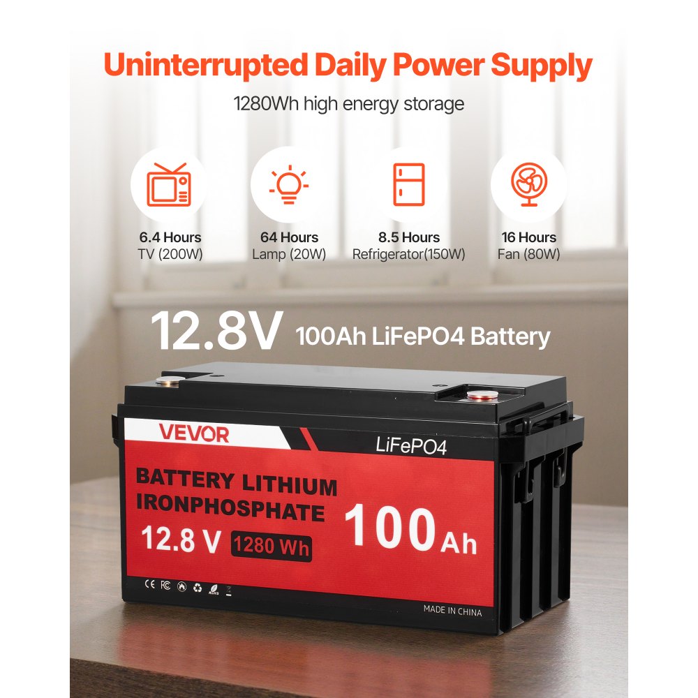 VEVOR 12V 600W Solar Wind Power Kit, 2PCS 100W Solar Panel + 400W Wind Turbine + 12.8V 100Ah LiFePO4 Battery + 1000W Power Inverter + MPPT Wind/Solar Hybrid Controller for Home RV Boat Farm Off-Grid
