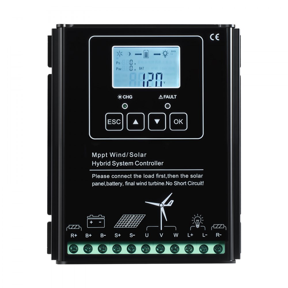 VEVOR 12V 600W Solar Wind Power Kit, 2PCS 100W Solar Panel + 400W Wind Turbine + 12.8V 100Ah LiFePO4 Battery + 1000W Power Inverter + MPPT Wind/Solar Hybrid Controller for Home RV Boat Farm Off-Grid