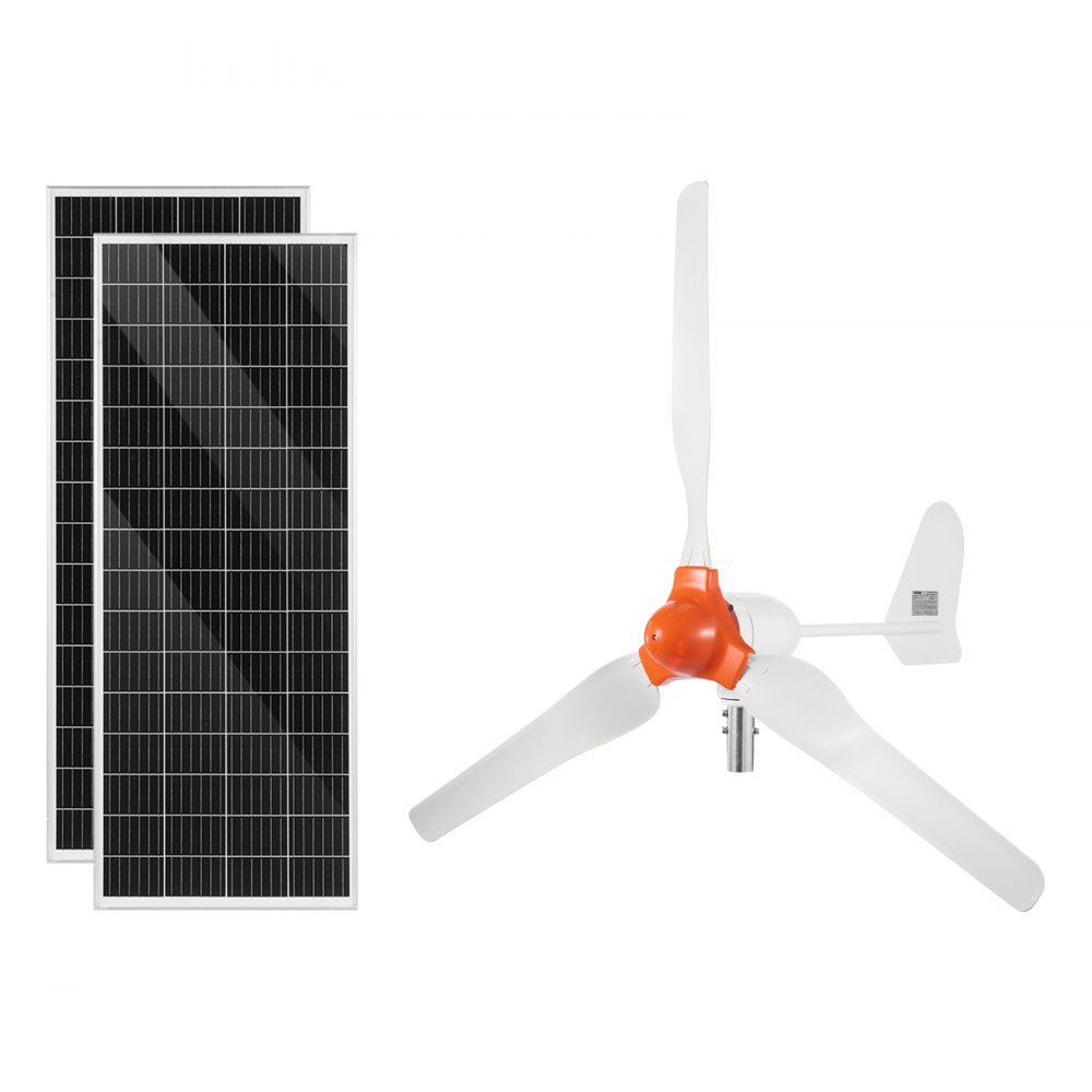 VEVOR 12V 600W Solar Wind Power Kit, 2PCS 100W Solar Panel + 400W Wind Turbine + 12.8V 100Ah LiFePO4 Battery + 1000W Power Inverter + MPPT Wind/Solar Hybrid Controller for Home RV Boat Farm Off-Grid