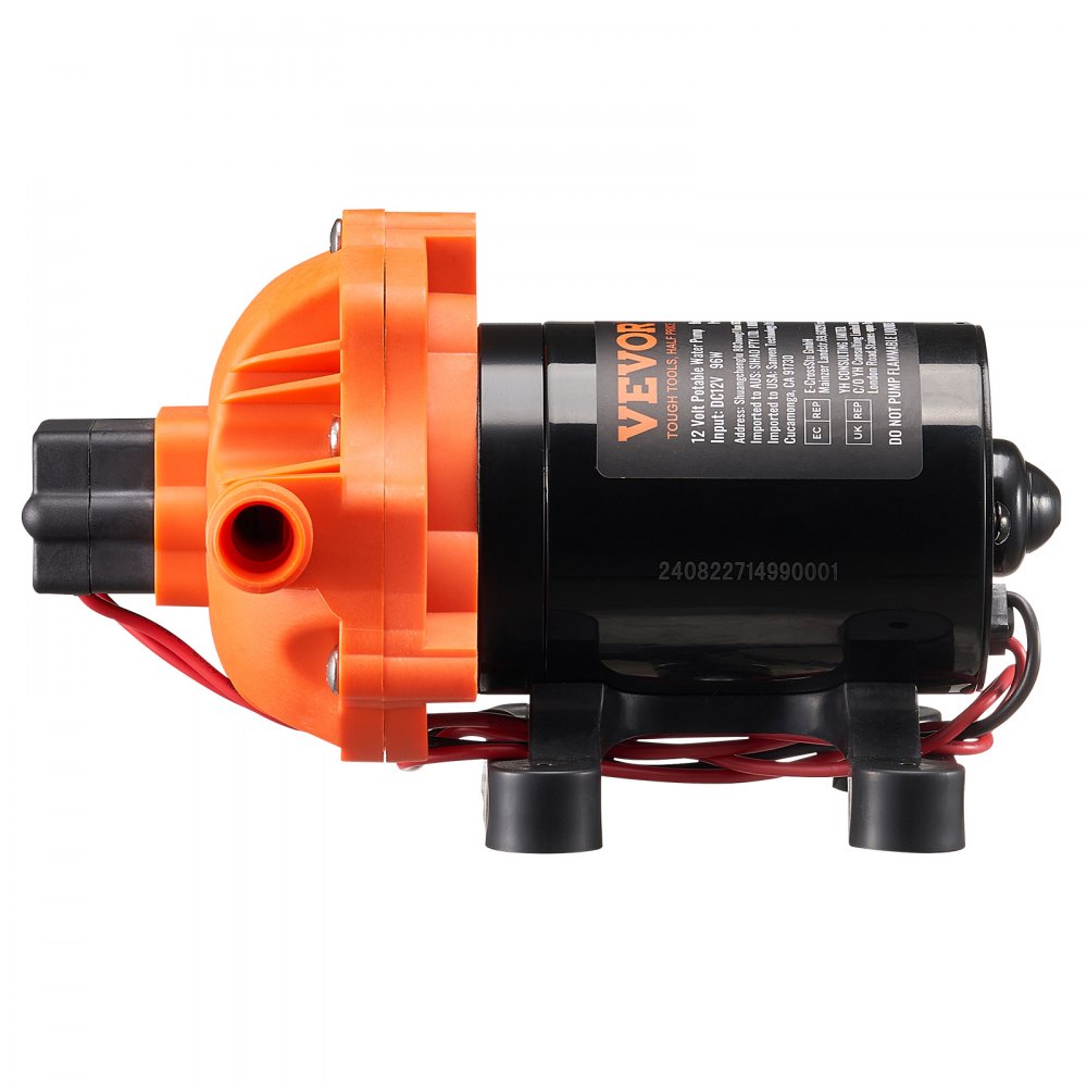 VEVOR 12V Diaphragm Pump, 3 GPM (11.36 L/min), 3-Chamber 12 Volt DC Water Pump with Automatic Pressure Switch 40-100 PSI Adjustable, 50 PSI, 1/2'' MNPT Port, for RV Yacht Food Truck Camper Marine