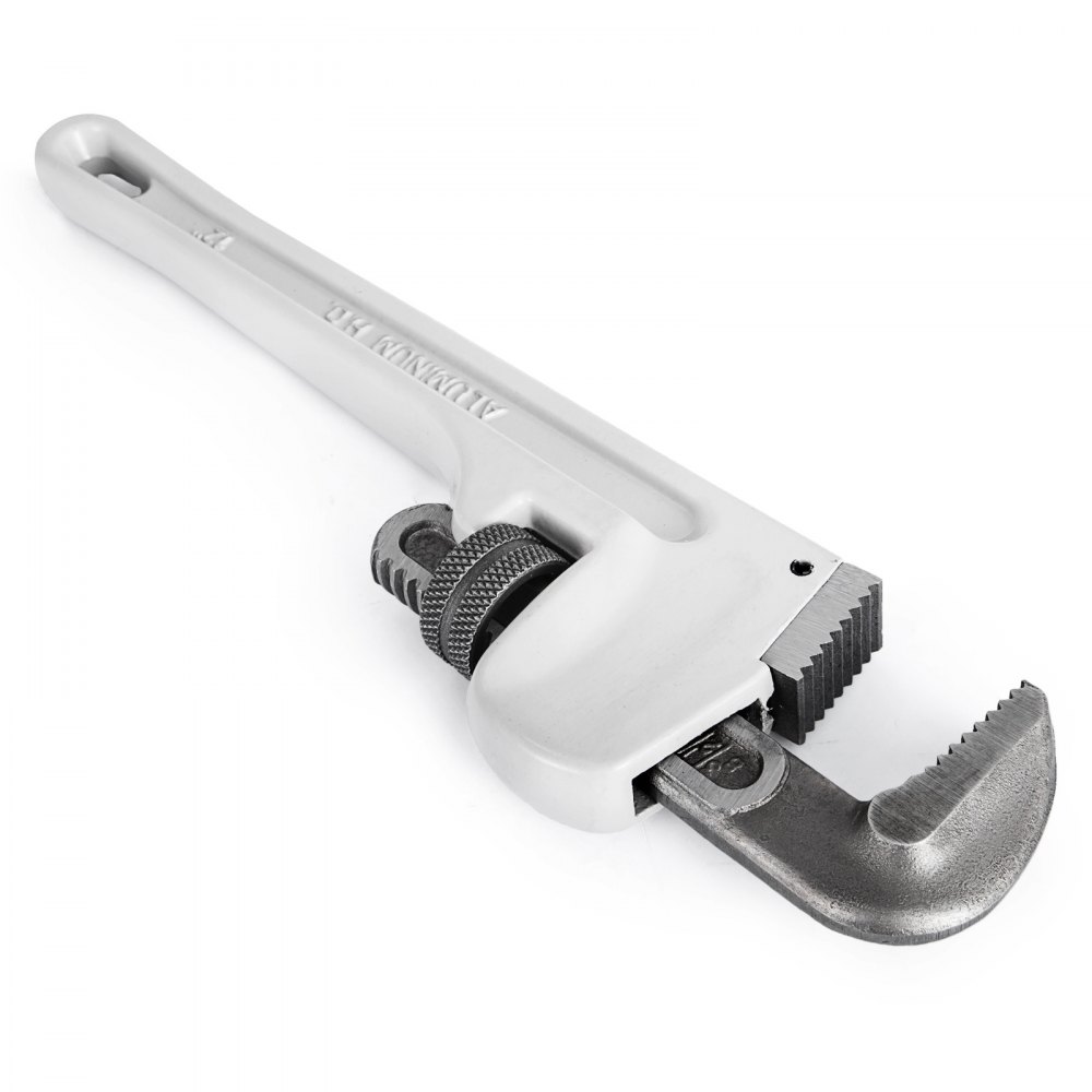 VEVOR 12Inch Aluminum Straight Pipe Wrench Ideal for 1/2to 1-1/2inch Pipe Adjustable Plumbing Pipe Wrench Heavy Duty 2inch Jaw capacity Plumbers Pliers Tool