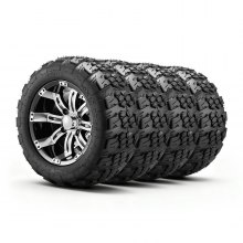 VEVOR Golf Cart Wheels, 12" 20x10-12 Black Aluminum Alloy Golf Cart Tires and Wheels Combo (Set of 4) Fit Club Car, EZGO, Yamaha, 4 Ply Rubber 4-Lug Lawn Mower Tires & Rims, 800 lbs Load, All-Terrain