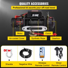 VEVOR Recovery Electric Winch 6123.5 kg 12V Synthetic Rope Remote Control