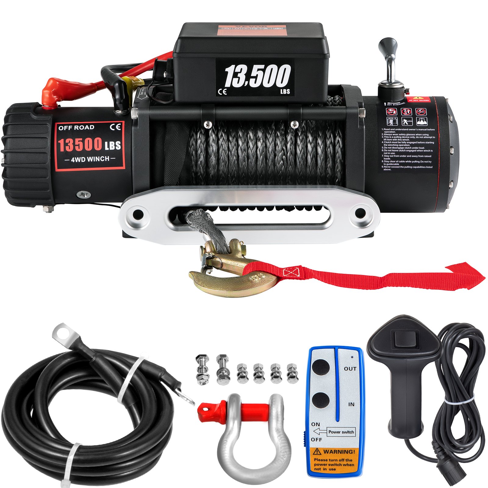 VEVOR 6123.5 kg Electric Truck Winch12v Electric Winch ATV Synthetic Rope with Remote Control