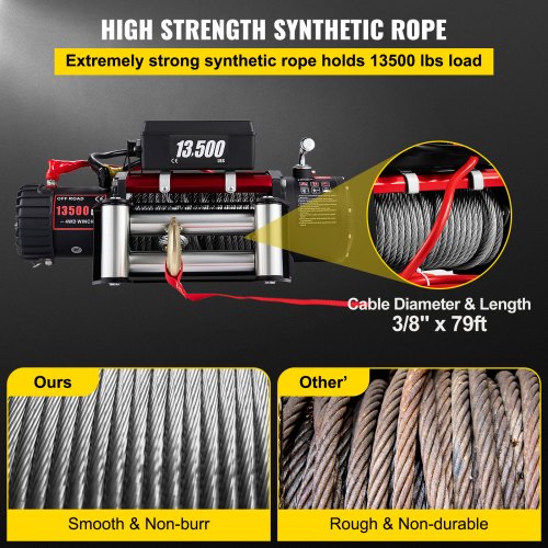 thumbnail image 2 of Ox Winch 13500lbs Synthetic Winch Rope, 10mm X 25m, Tow Recovery Cable With Sleeve 2 of 6