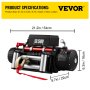 VEVOR 6123.5 kg 12V Recovery Electric Winch Truck Trailer Rope Remote Control