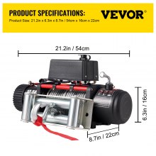 VEVOR 6123.5 kg 12V Recovery Electric Winch Truck Trailer Rope Remote Control