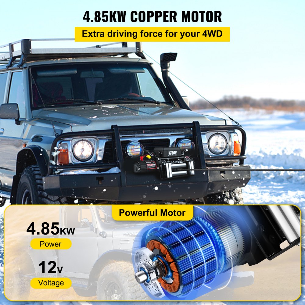 Recovery Electric Winch 13500lbs/6123.5 kg 12V Truck Trailer Rope Remote Control
