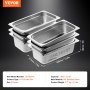 VEVOR 6 Pack Hotel Pans, 1/3 Size Anti-Jam Steam Pan, 0.8mm Thick Stainless Steel Restaurant Steam Table Pan, 4-Inch Deep Commercial Table Pan, Catering Storage Food Pan, for Industrial & Scientific