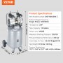 VEVOR 13 Gallon Air Compressor, 2HP 4.6 SCFM@90PSI Oil Free Air Compressor Tank with 125PSI Max Pressure, 66dB Ultra Quiet Compressor for Tire Inflation, Auto Repair, Spray Painting, Woodwork Nailing