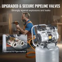 VEVOR 13 Gallon Air Compressor, 2HP 4.6 SCFM@90PSI Oil Free Air Compressor Tank, 66dB Ultra-Quiet Compressor for Tire Inflation, Auto Repair, Woodwork Nailing, Spray Painting (125PSI Max Pressure)