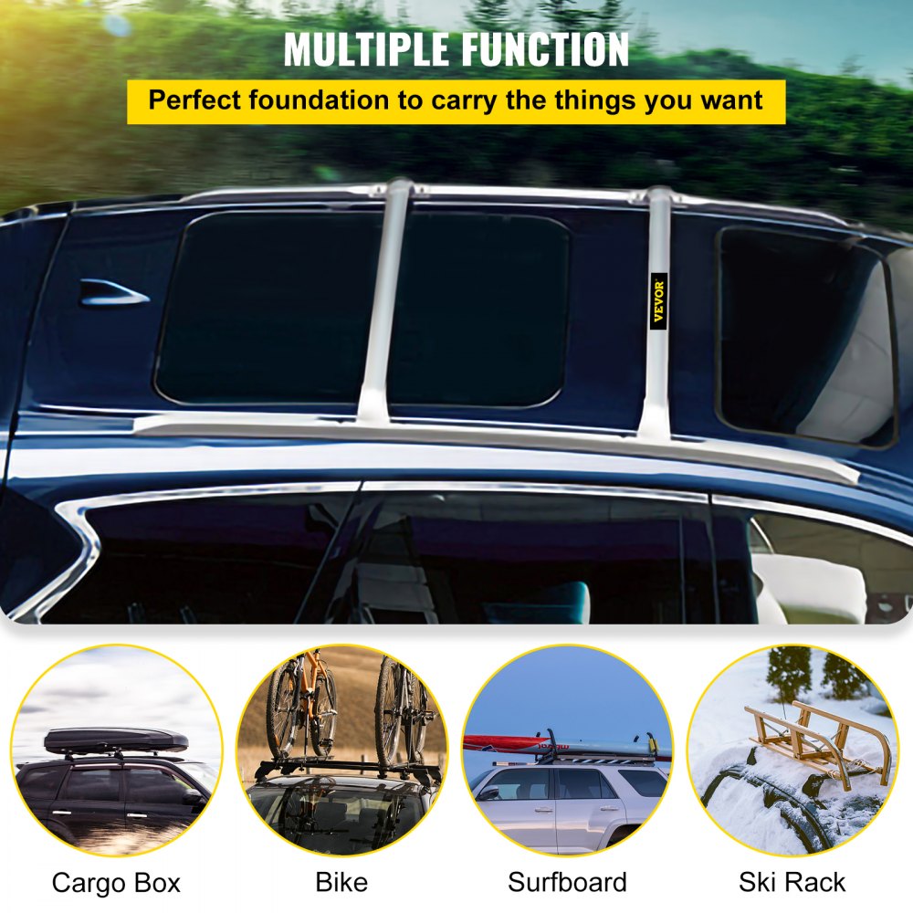 VEVOR Aluminum Top Roof Rack Max Capacity 165LB Compatible with 2013-2018 Infiniti QX60 JX35 Silver Roof Rack Cross Bar Luggage Baggage Carrier Bar Pair