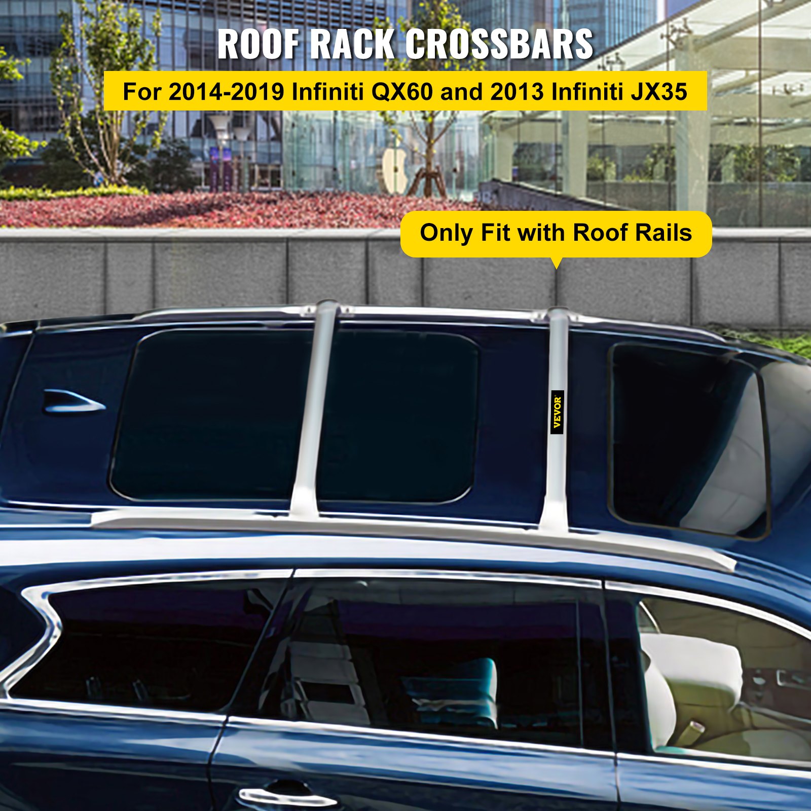 VEVOR Aluminum Top Roof Rack Max Capacity 165LB Compatible with 2013-2018 Infiniti QX60 JX35 Silver Roof Rack Cross Bar Luggage Baggage Carrier Bar Pair