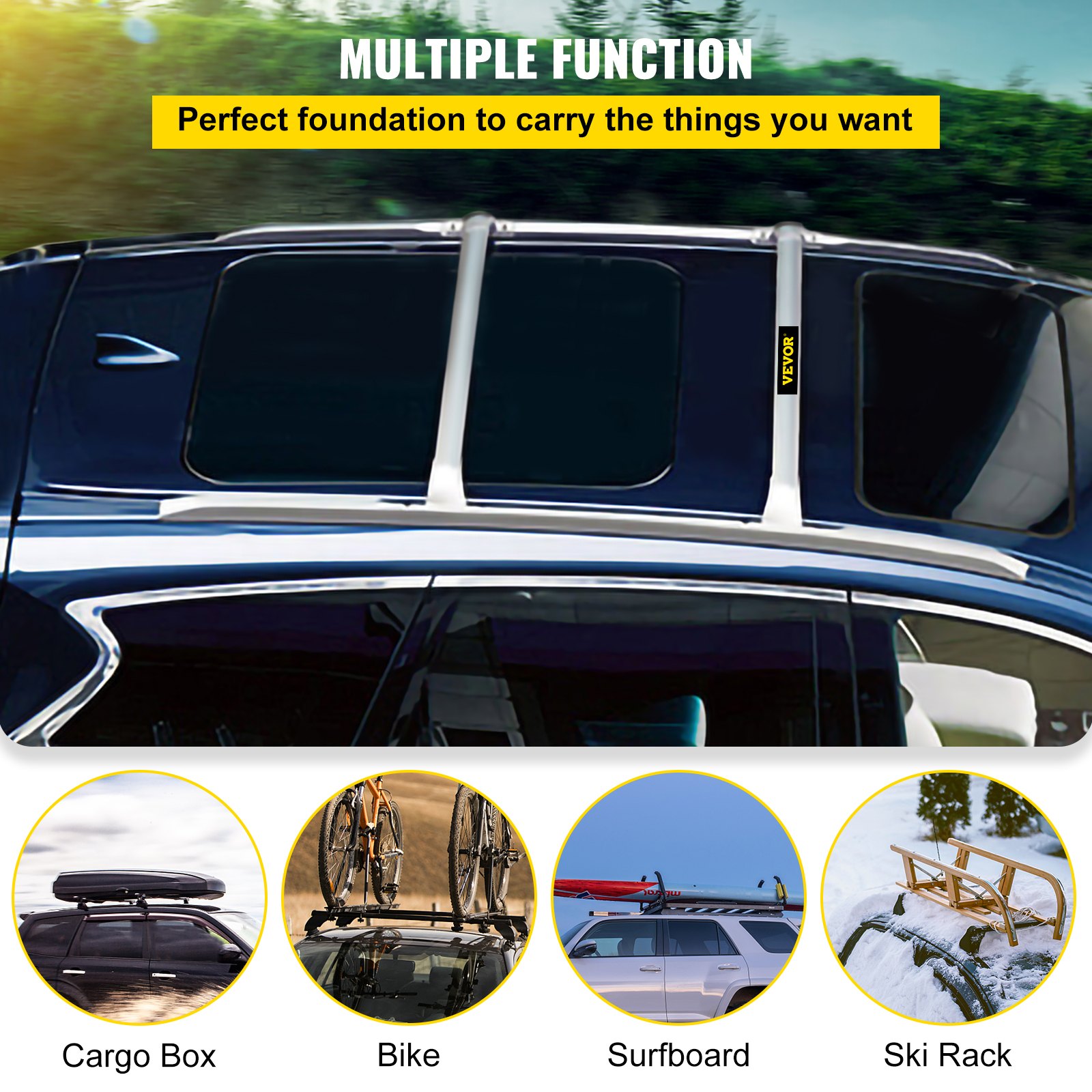 VEVOR Aluminum Top Roof Rack Max Capacity 165LB Compatible with 2013-2018 Infiniti QX60 JX35 Silver Roof Rack Cross Bar Luggage Baggage Carrier Bar Pair