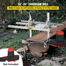 VEVOR Chainsaw Mill Attachment 14-24 Inch Portable Chain Saw Mill Aluminum Steel Chainsaw Milling Planking Welding Saw Mill  Planking Lumber Cutting Bar for Homeowners Woodworkers