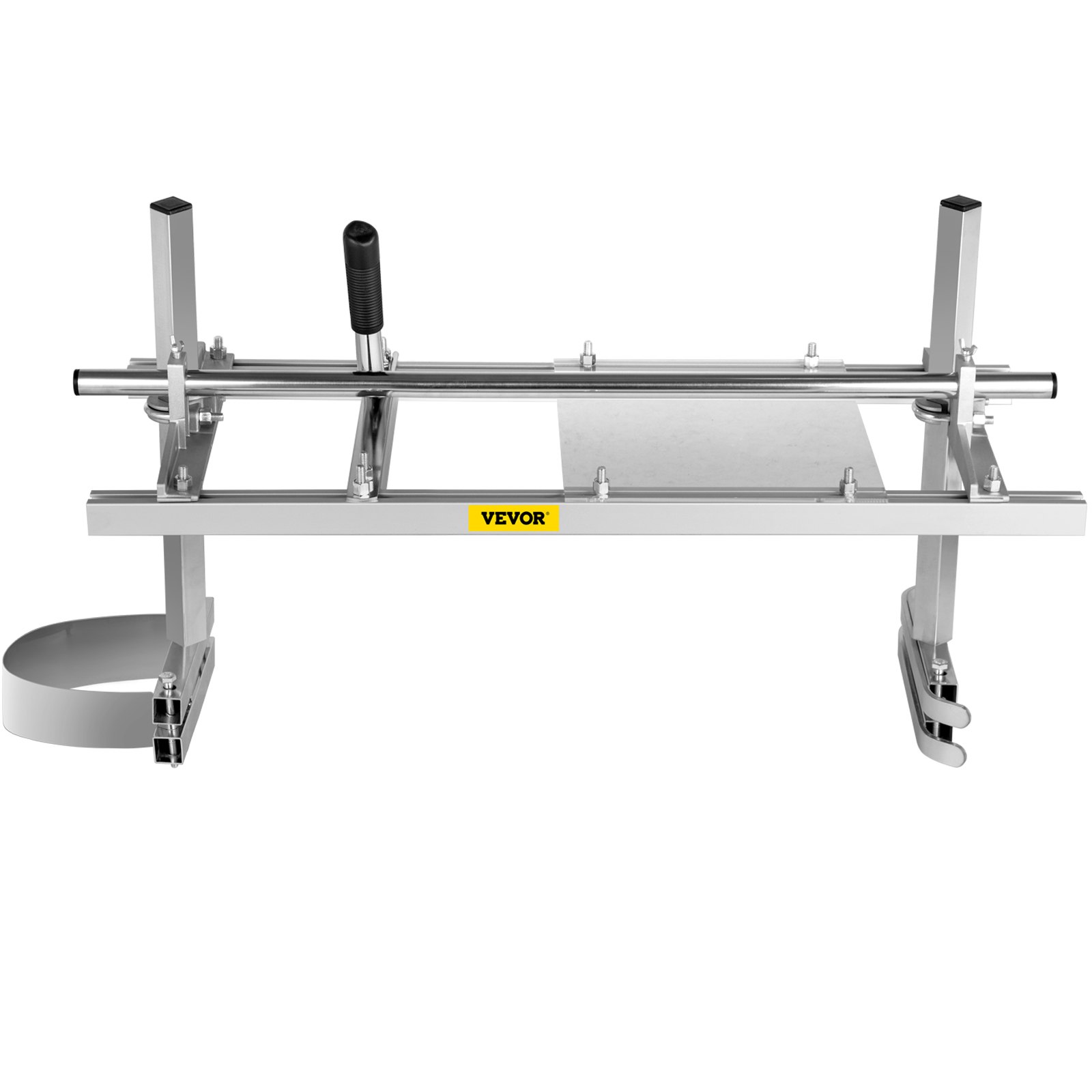 VEVOR chainsaw mill with adjustable rails and handle for precise wood cutting.
