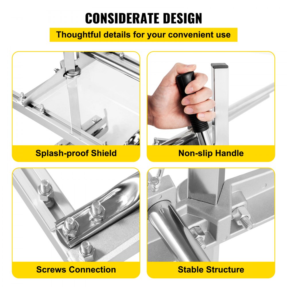 VEVOR chainsaw mill with splash-proof shield, non-slip handle, screws connection, and stable structure.