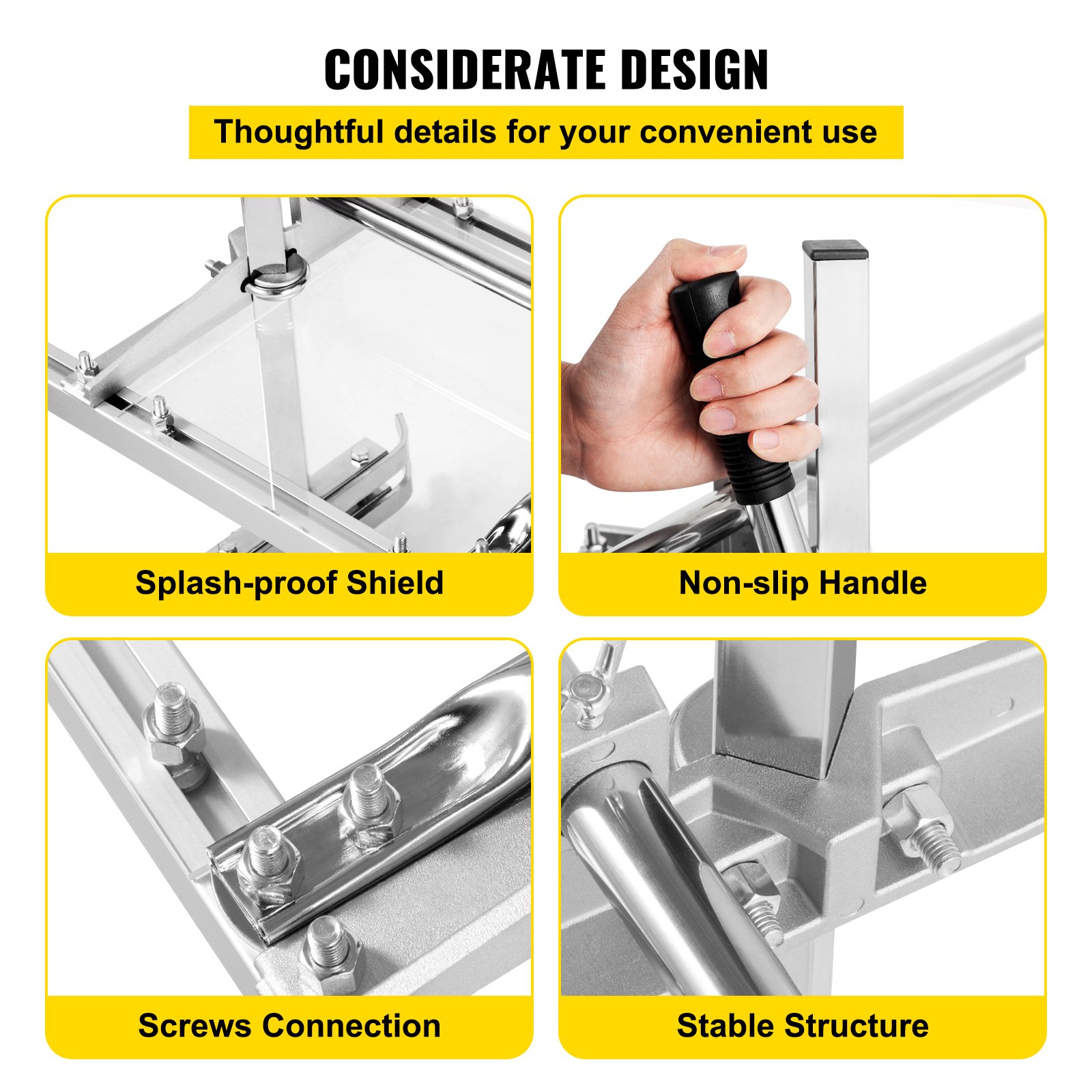VEVOR chainsaw mill with splash-proof shield, non-slip handle, screws connection, and stable structure.