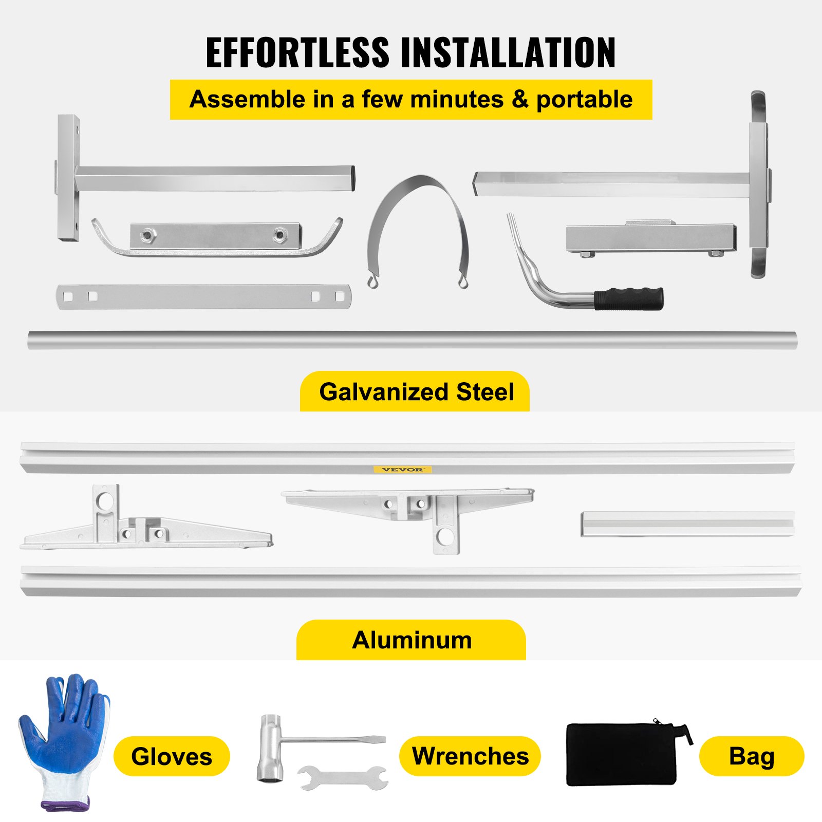 VEVOR chainsaw mill components and accessories, easy assembly and portable.