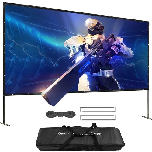 144" 16:9 Portable Projector Screen Pvc Iron Fixed Frame Matte White