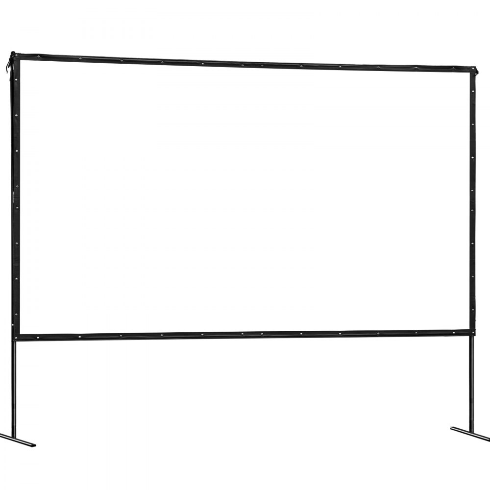 144" 16:9 Portable Projector Screen Pvc Iron Fixed Frame Matte White